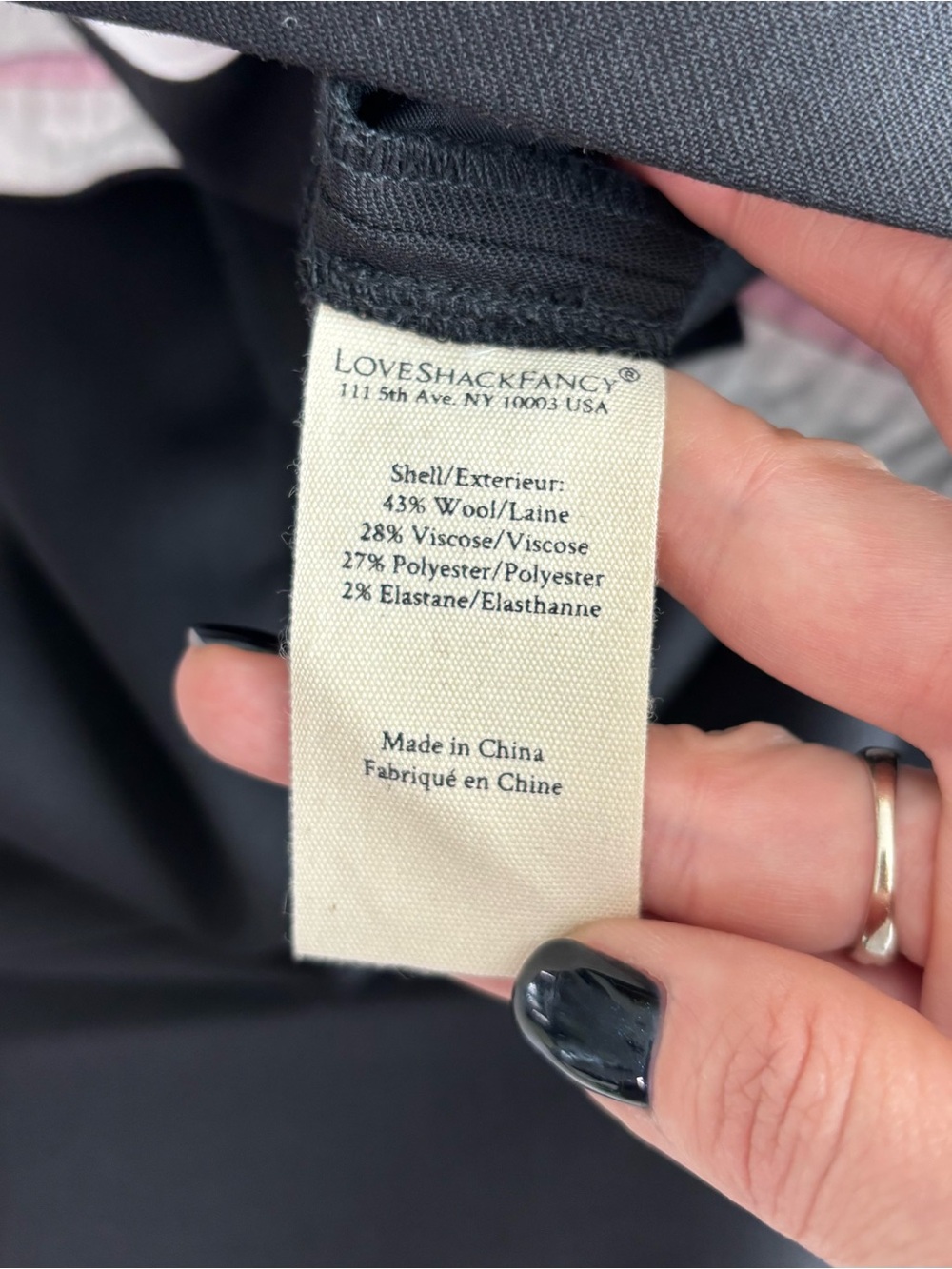 Loveshackfancy Severine Wool Classic Black Straight-Leg Dress Pants Sz US 4 - Picture 12 of 13